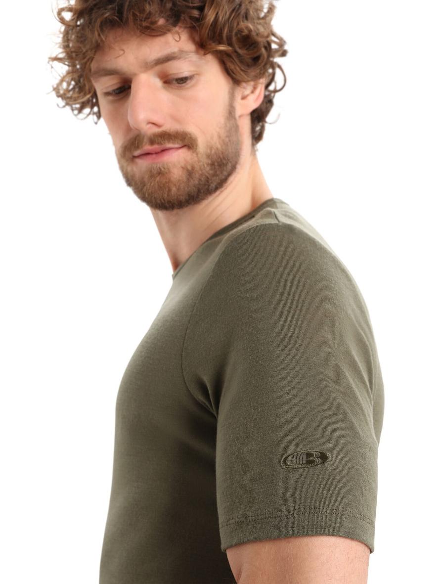 Men's Icebreaker Merino 175 Everyday Short Sleeve Crewe Thermal Top Base Layers Loden | CA 1570YXFU